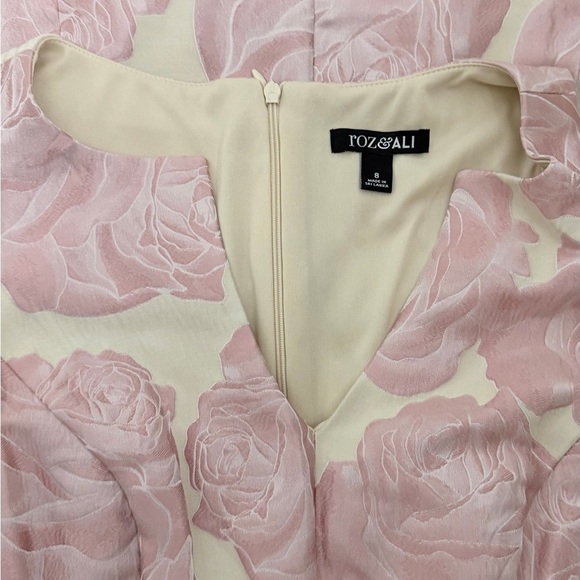Roz & Ali Pink and Cream Floral Midi Dress Sz 8 - Picture 5 of 5